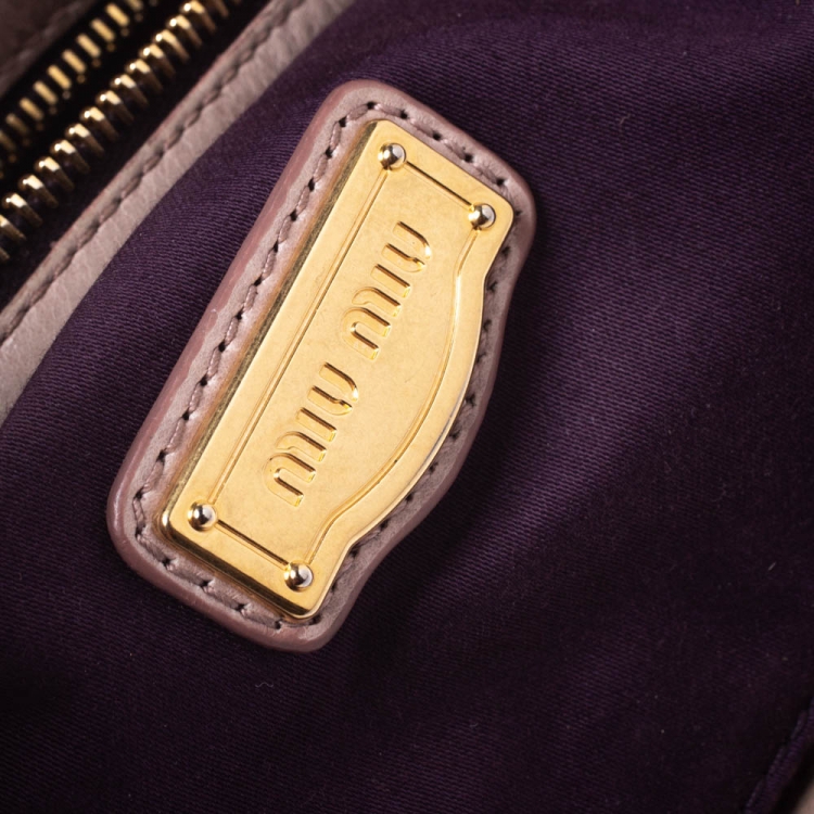 Pre Owned Miu Miu Pink Matelasse Leather Satchel