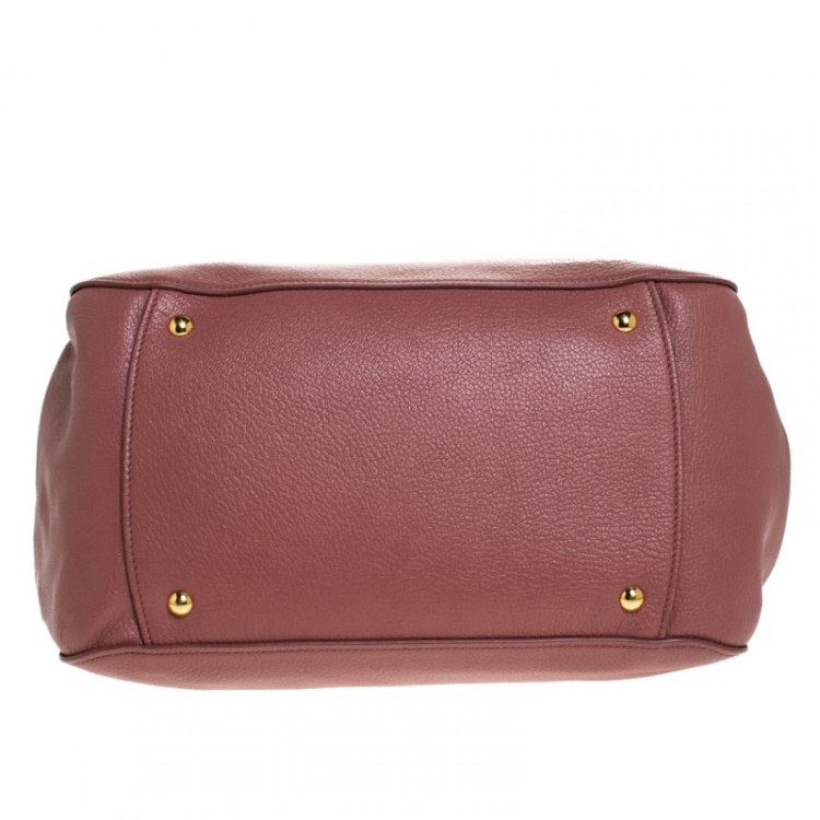 Pre Owned Miu Miu Old Rose Pink Madras Leather Doctor Bag