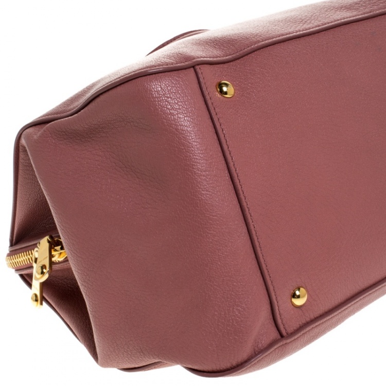 Pre Owned Miu Miu Old Rose Pink Madras Leather Doctor Bag