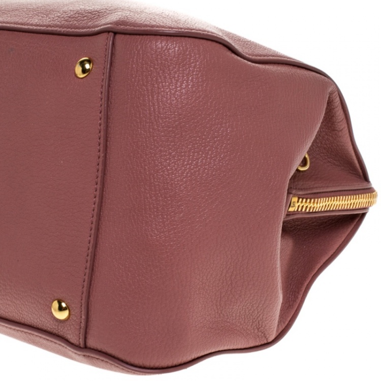 Pre Owned Miu Miu Old Rose Pink Madras Leather Doctor Bag