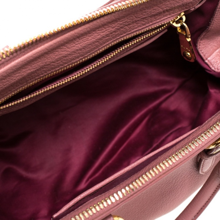 Pre Owned Miu Miu Old Rose Pink Madras Leather Doctor Bag