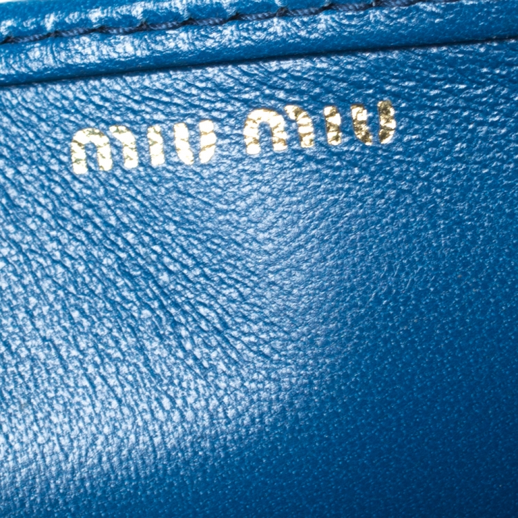 Pre Owned Miu Miu Blue Matelasse Velevt and Leather Wallet on Chain