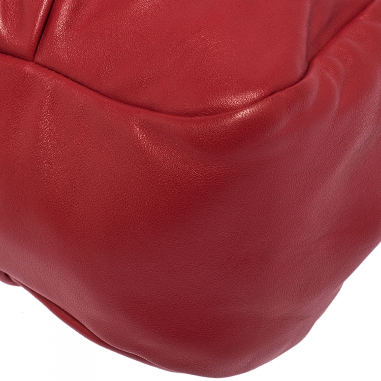 Pre Owned Miu Miu Red Matelasse Leather Frame Clutch