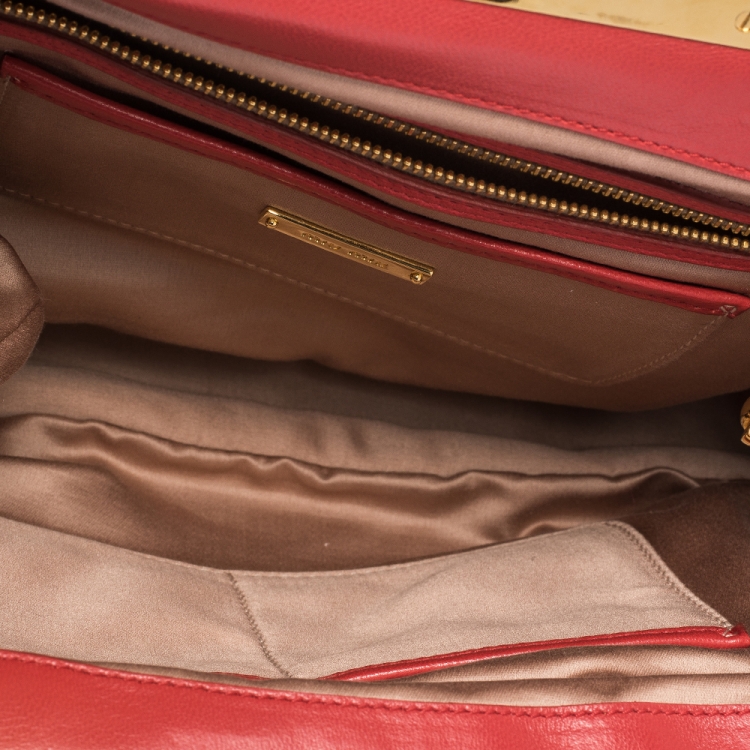 Pre Owned Miu Miu Red Matelasse Leather Frame Clutch