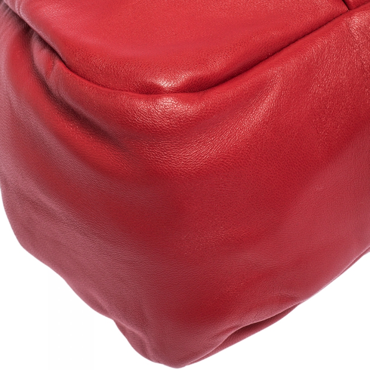 Pre Owned Miu Miu Red Matelasse Leather Frame Clutch