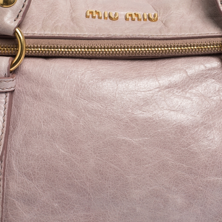 مملوكة مسبقًا Miu Miu Pale Pink Vitello Leather Bow Satchel