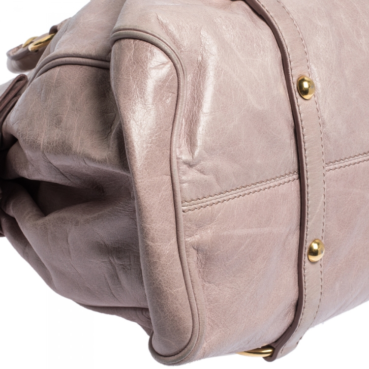 مملوكة مسبقًا Miu Miu Pale Pink Vitello Leather Bow Satchel