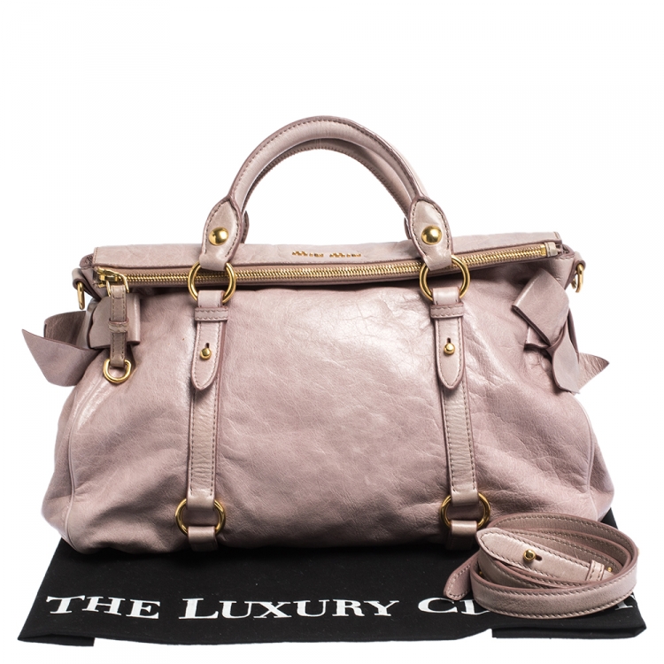 مملوكة مسبقًا Miu Miu Pale Pink Vitello Leather Bow Satchel
