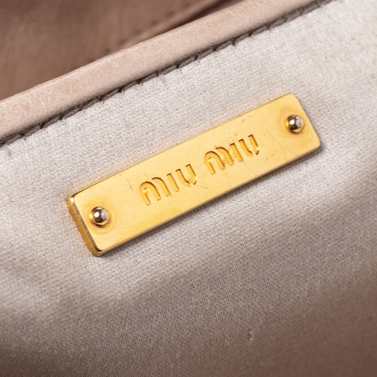Pre Owned   Miu Miu Beige Metalasse Leather Covertible Tote