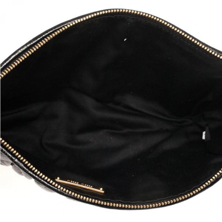 Pre Owned Miu Miu Black Matelasse Leather Clutch
