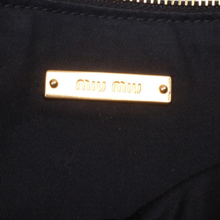 Pre Owned Miu Miu Black Matelasse Leather Clutch