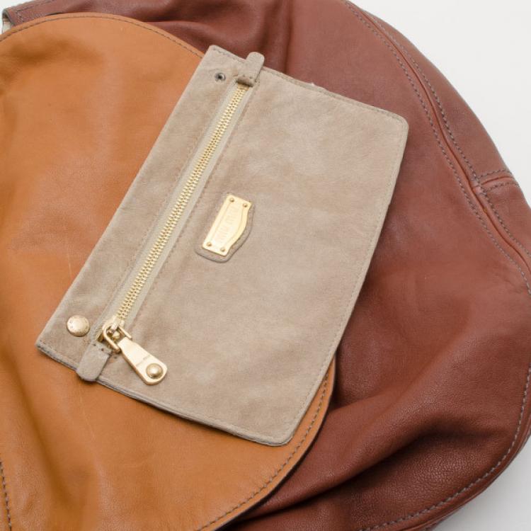 Pre Owned Miu Miu Brown Nappa Leather Hobo Bag