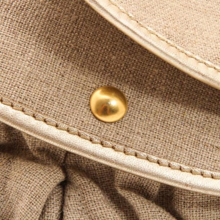 Pre Owned Miu Miu Beige Quilted Linen Coffer