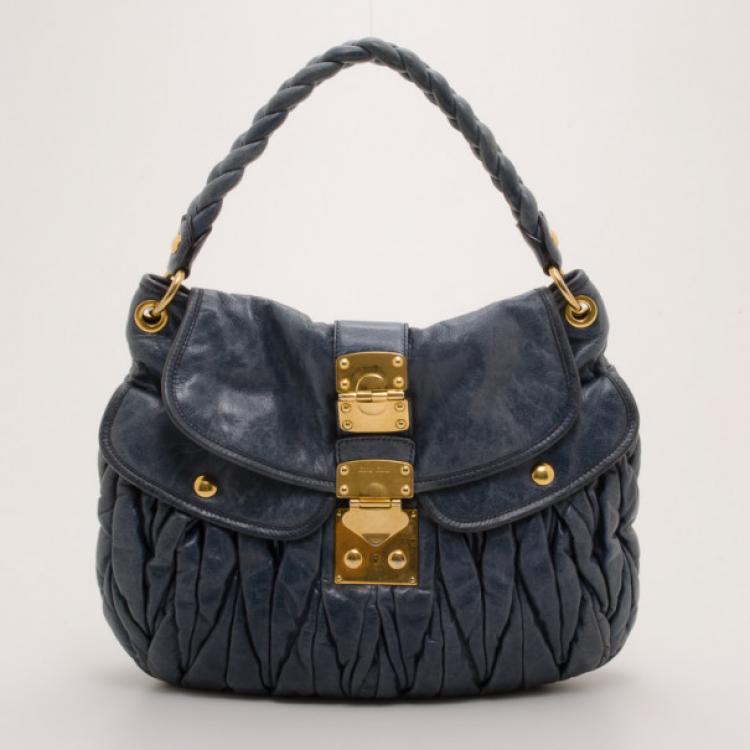 Pre Owned Miu Miu Blue Leather Coffer Bag  