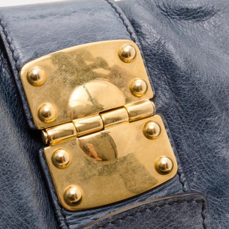 Pre Owned Miu Miu Blue Leather Coffer Bag  