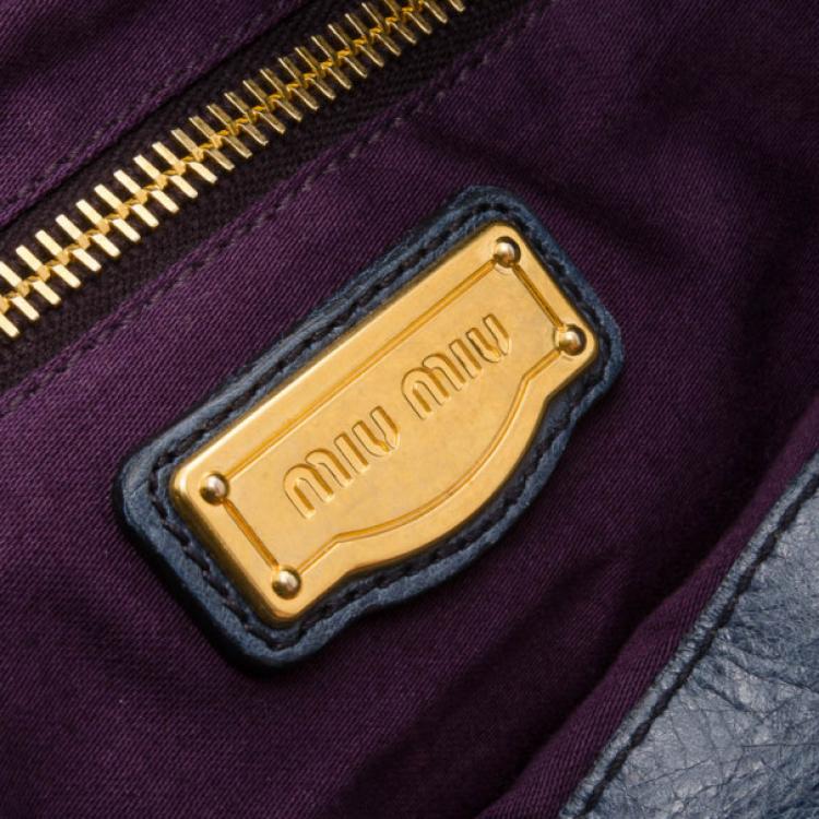 Pre Owned Miu Miu Blue Leather Coffer Bag  