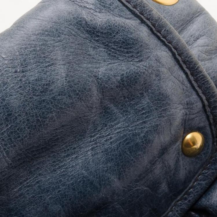 Pre Owned Miu Miu Blue Leather Coffer Bag  