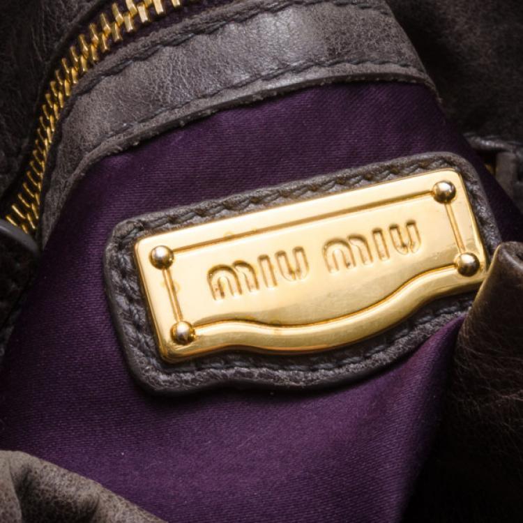 Pre Owned Miu Miu Quilted Leather Harlequin Hobo