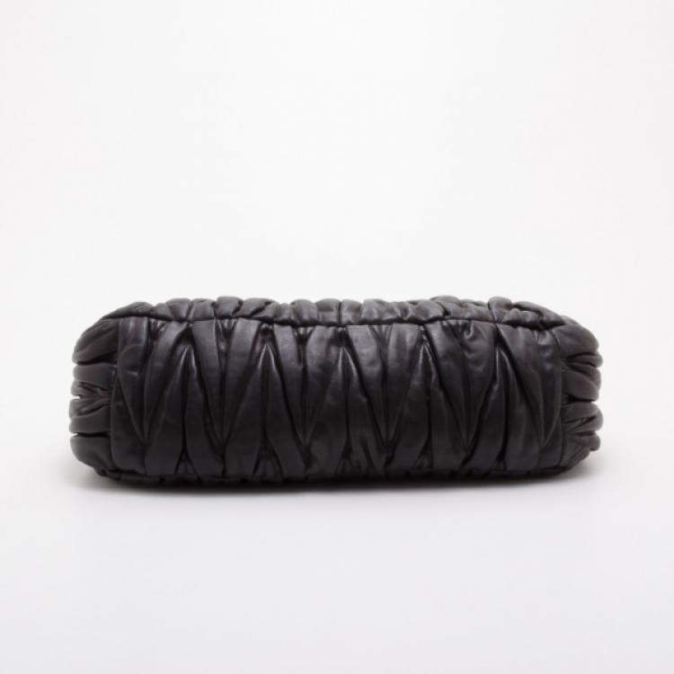 Pre Owned Miu Miu Black Mattelasse Large Coffer Tote