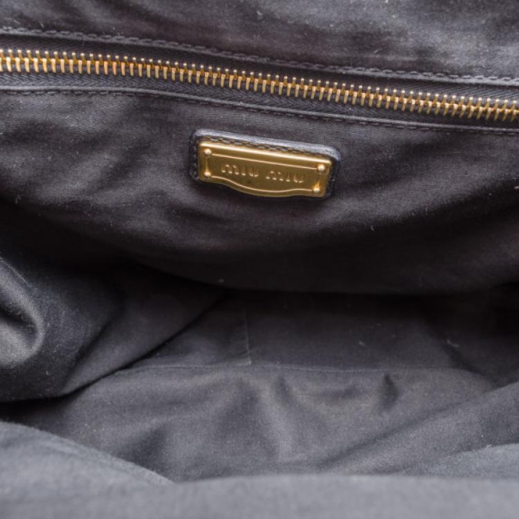 Pre Owned Miu Miu Black Mattelasse Large Coffer Tote