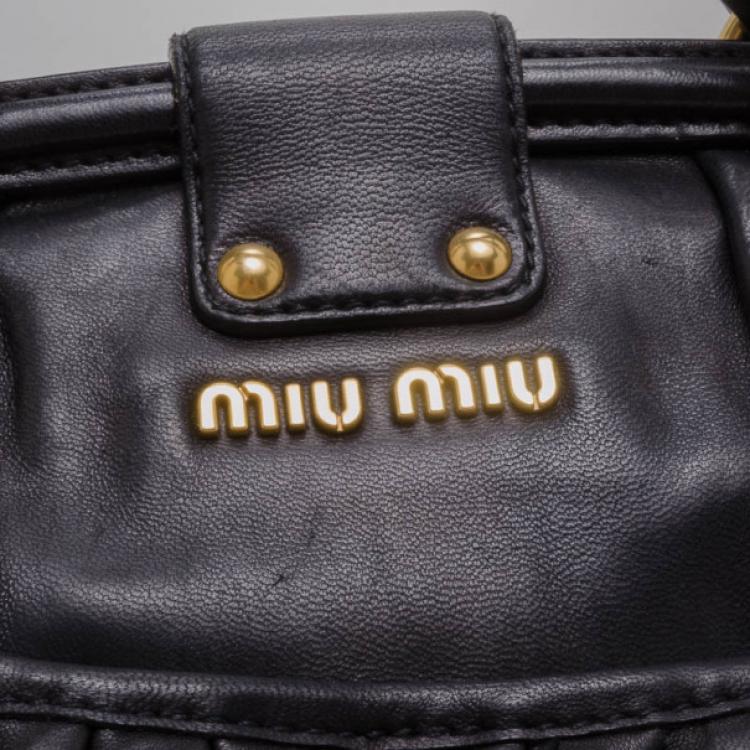 Pre Owned Miu Miu Black Mattelasse Large Coffer Tote