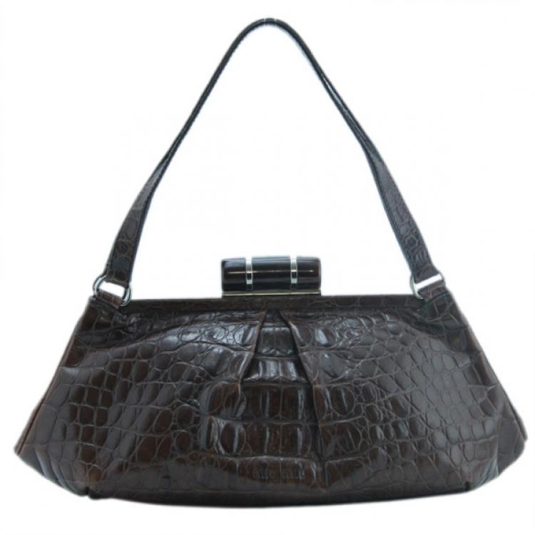 Pre Owned Miu Miu Croc Embossed clutch