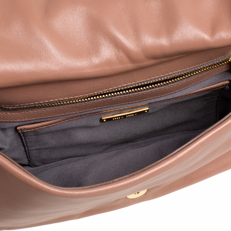 Pre Owned Miu Miu Nude Pink Leather Flap Frame Clutch