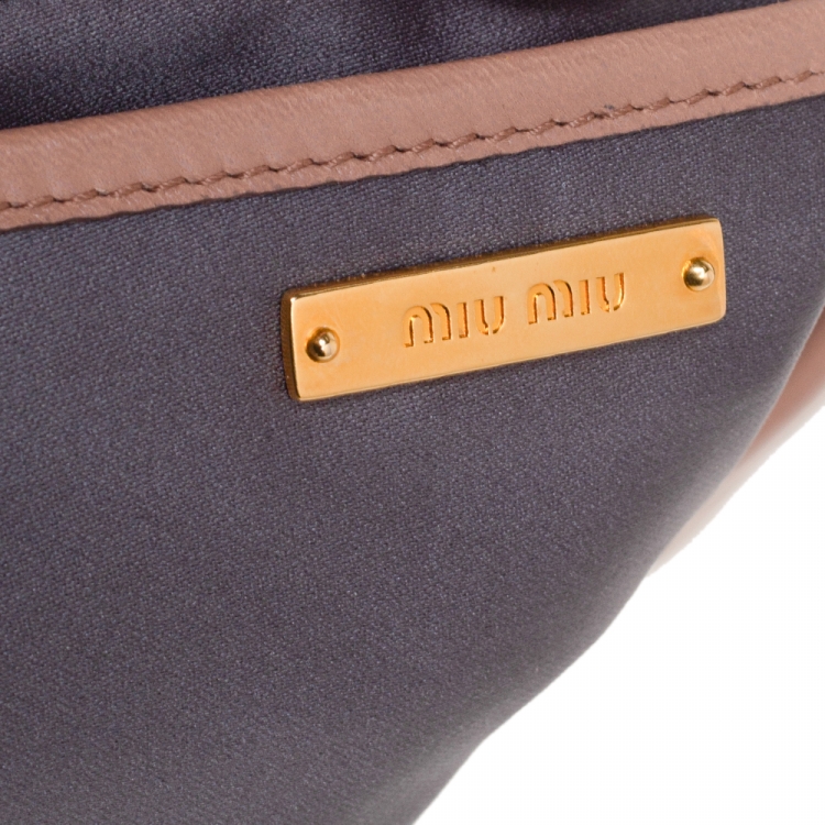 Pre Owned Miu Miu Nude Pink Leather Flap Frame Clutch