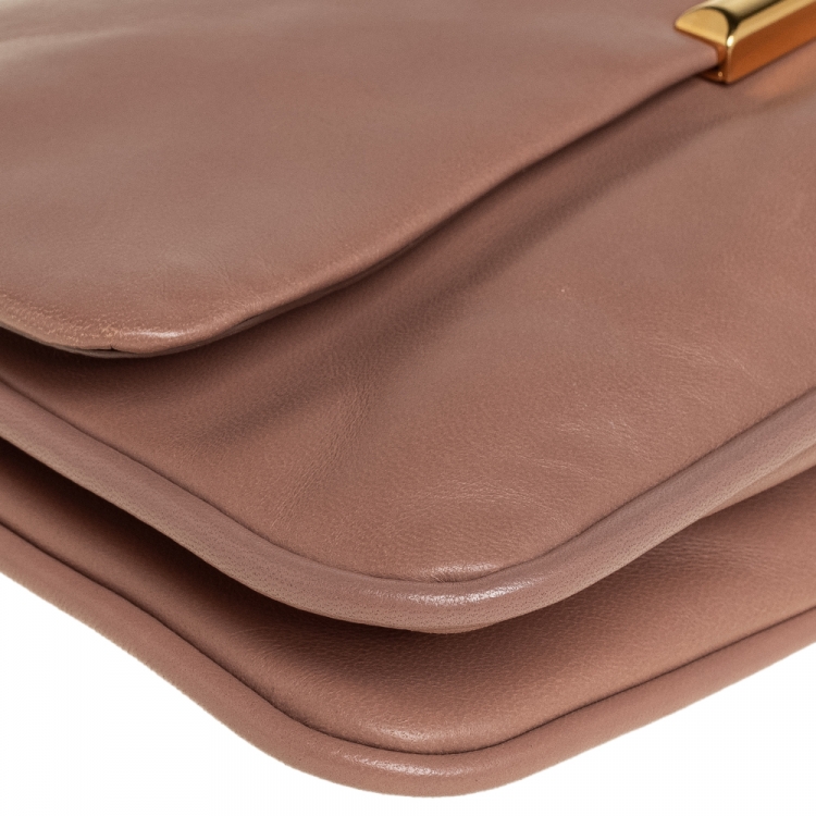 Pre Owned Miu Miu Nude Pink Leather Flap Frame Clutch