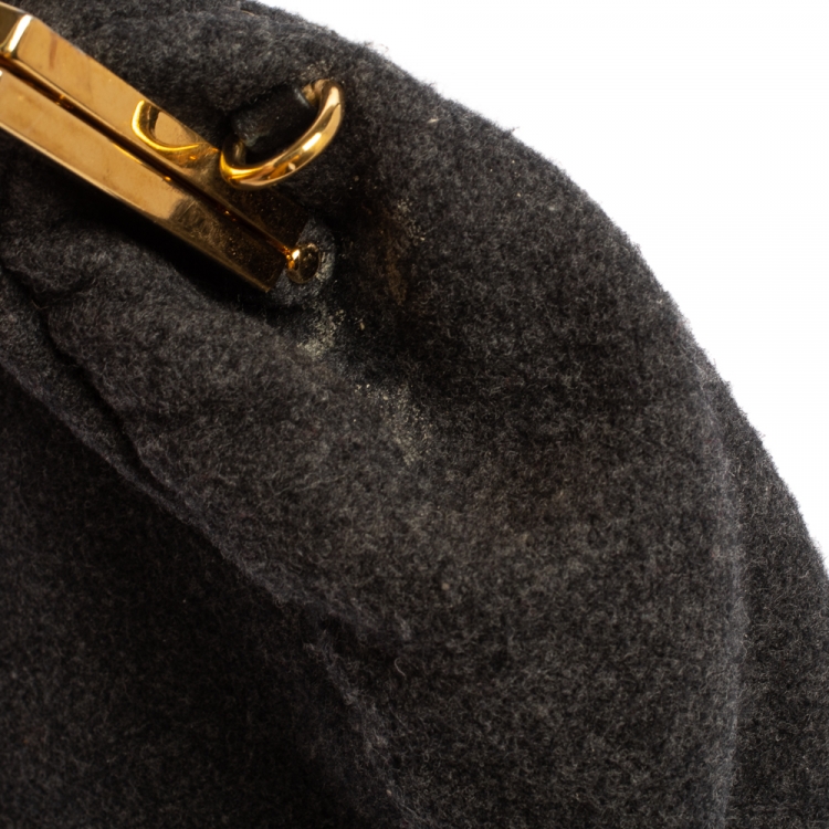 Pre Owned Miu Miu Grey Wool Felt Oversized Clutch