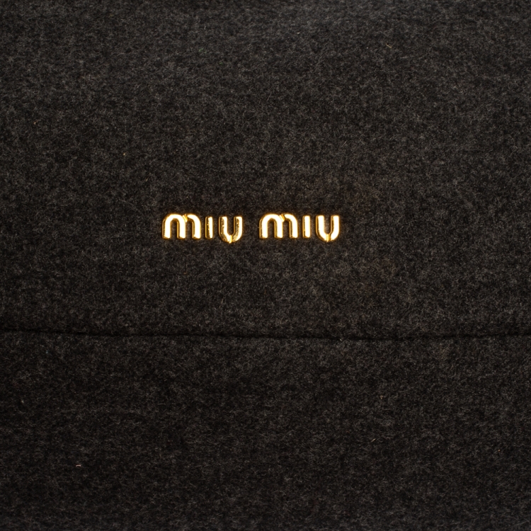 Pre Owned Miu Miu Grey Wool Felt Oversized Clutch