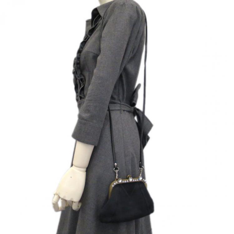 Pre Owned Miu Miu Grey Jersey Clasp Clutch