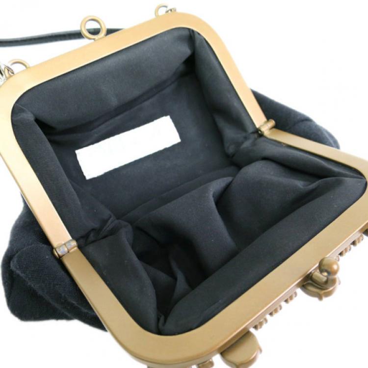 Pre Owned Miu Miu Grey Jersey Clasp Clutch