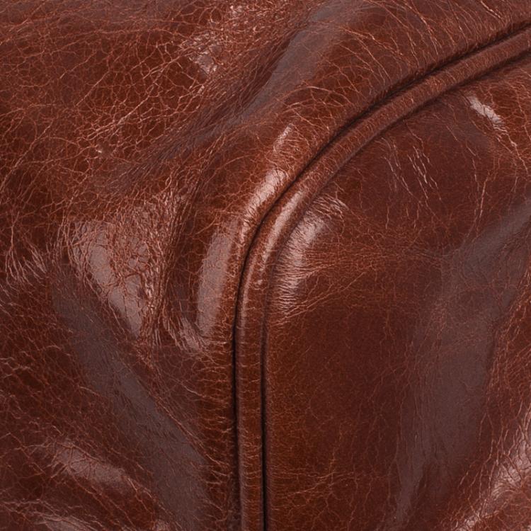 Pre Owned Miu Miu Dark Brown Vitello Lux Leather Bow Top Handle Bag