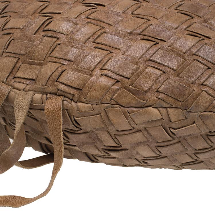 Pre Owned Miu Miu Brown Woven leather Fringe Hobo