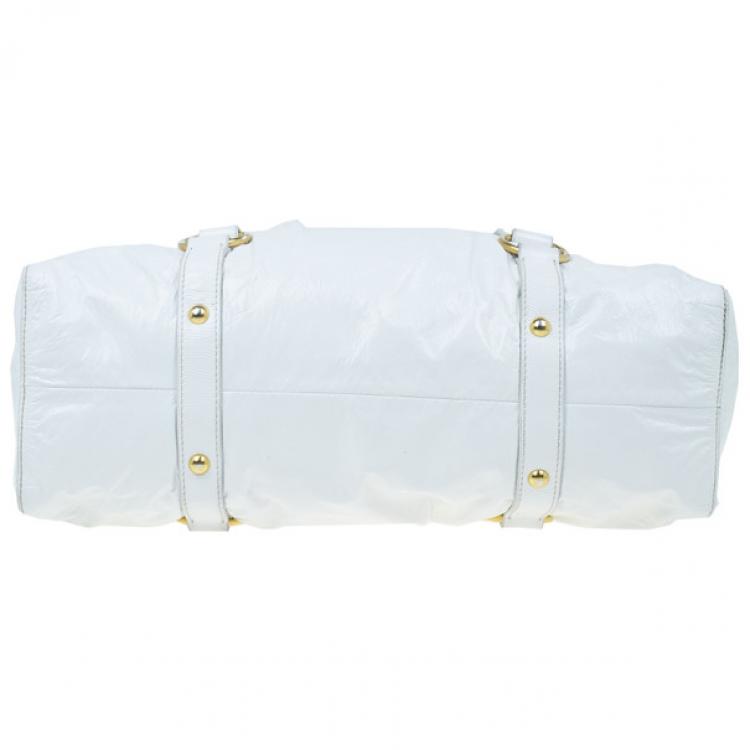 Pre Owned Miu Miu Vitello Luxe Ruched Leather Tote