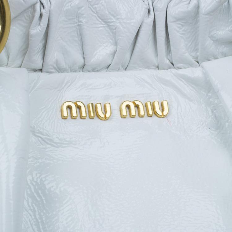 Pre Owned Miu Miu Vitello Luxe Ruched Leather Tote