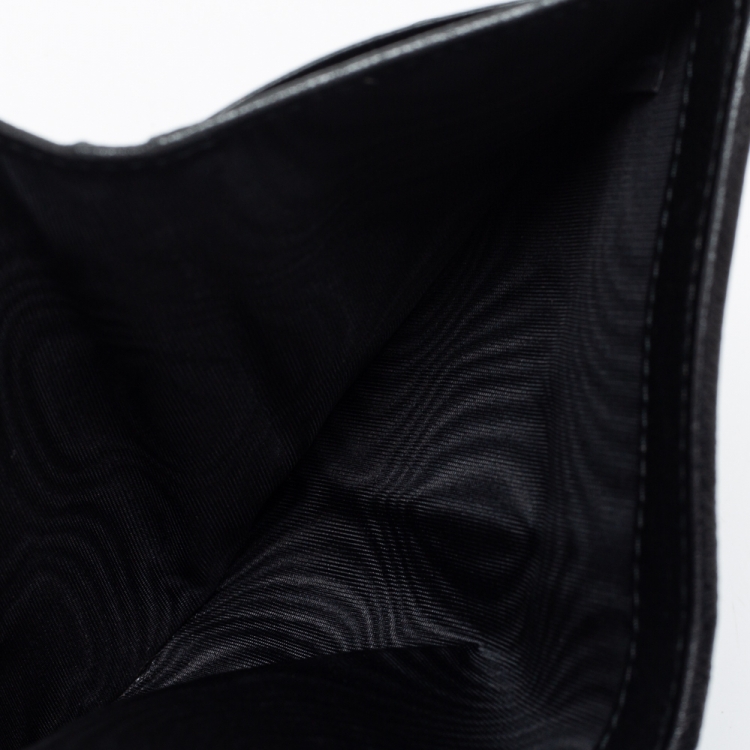 Pre Owned Miu Miu Black Matelasse Leather Flap Compact Wallet