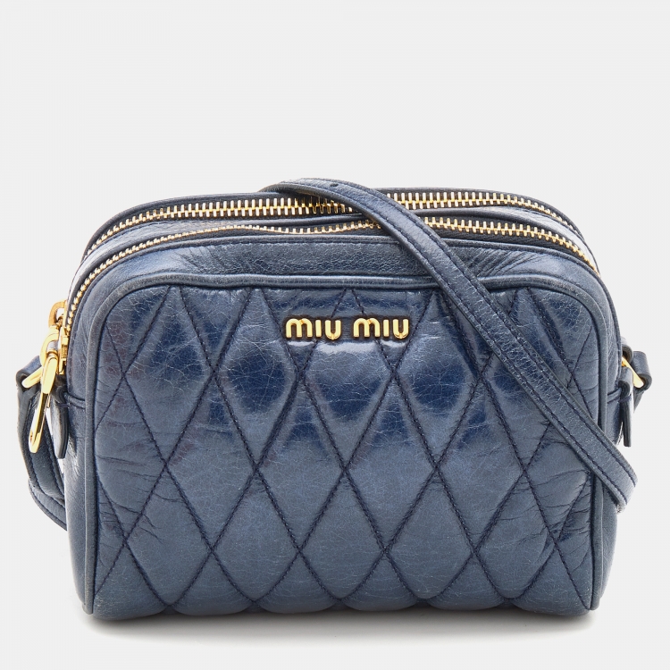 Miu Miu Blue Quilted Leather Camera Crossbody Bag Miu Miu | TLC