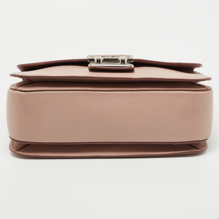 Pre Owned Miu Miu Pink Leather Madras Top Handle Bag