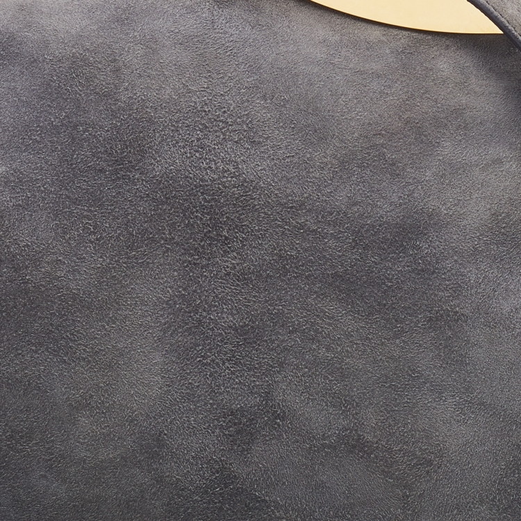 Pre Owned Miu Miu Grey Suede Oversized Kiss Lock Clutch