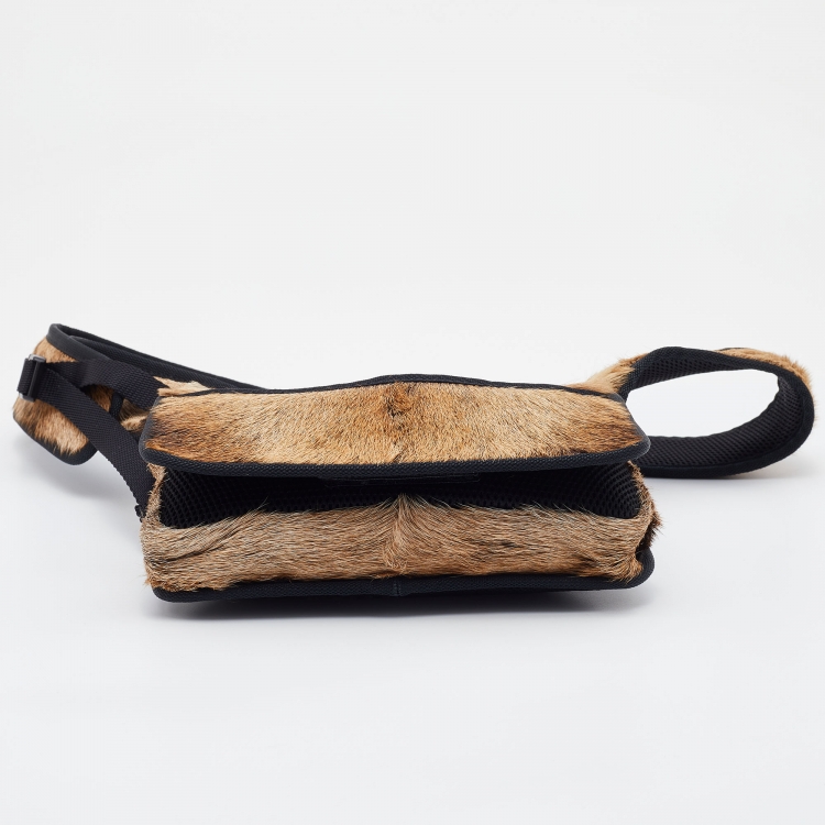 Pre Owned Miu Miu Brown/Black Calfhair Belt Bag
