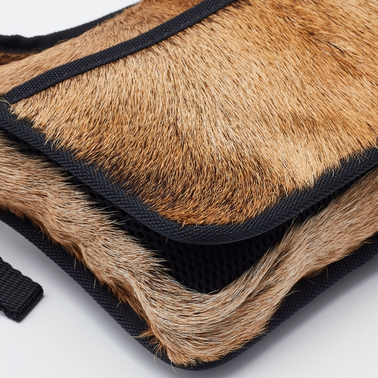 Pre Owned Miu Miu Brown/Black Calfhair Belt Bag