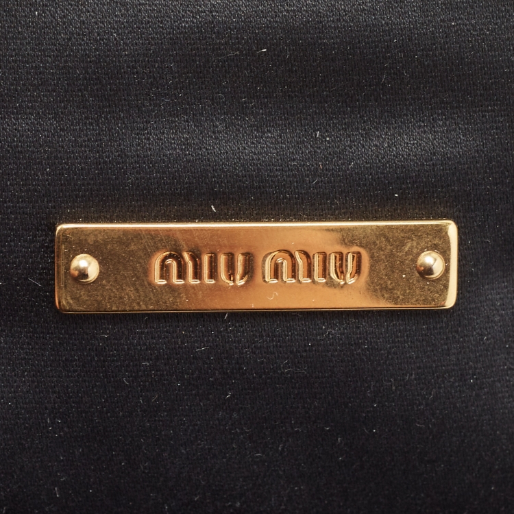 Pre Owned Miu Miu Black Velvet Tassel And Eyelet Embellished Studded Frame Chain Clutch 