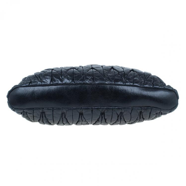 Pre Owned Miu Miu Black Matelasse Large Shopping Tote