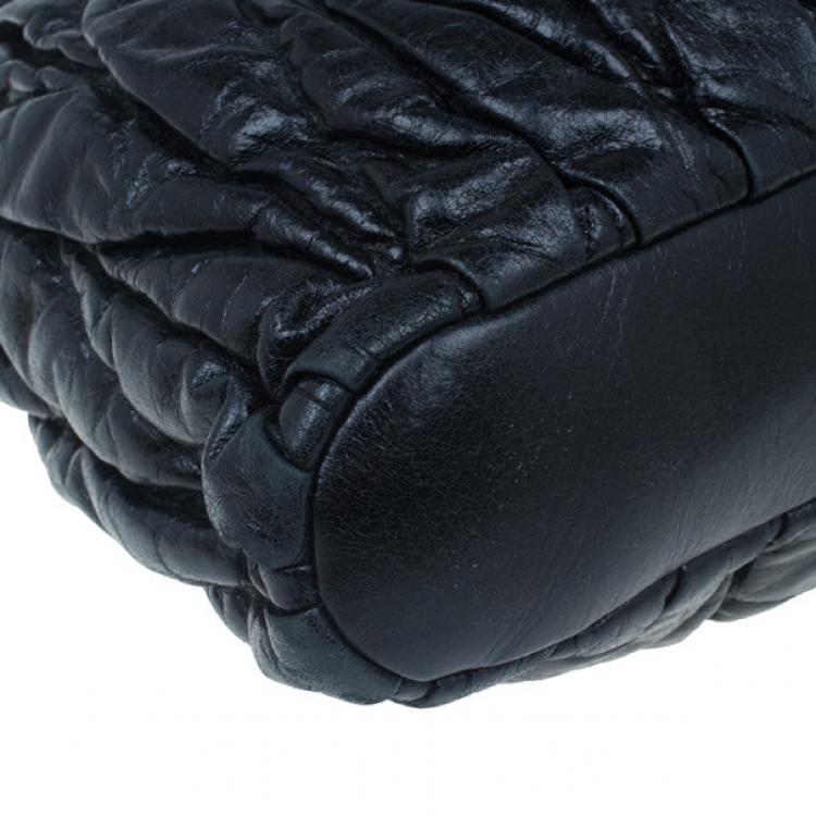 Pre Owned Miu Miu Black Matelasse Large Shopping Tote