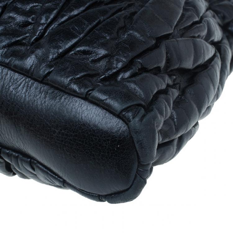 Pre Owned Miu Miu Black Matelasse Large Shopping Tote