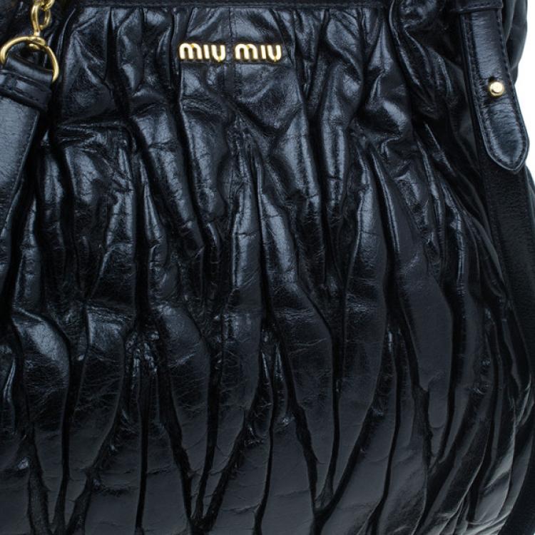 Pre Owned Miu Miu Black Matelasse Large Shopping Tote