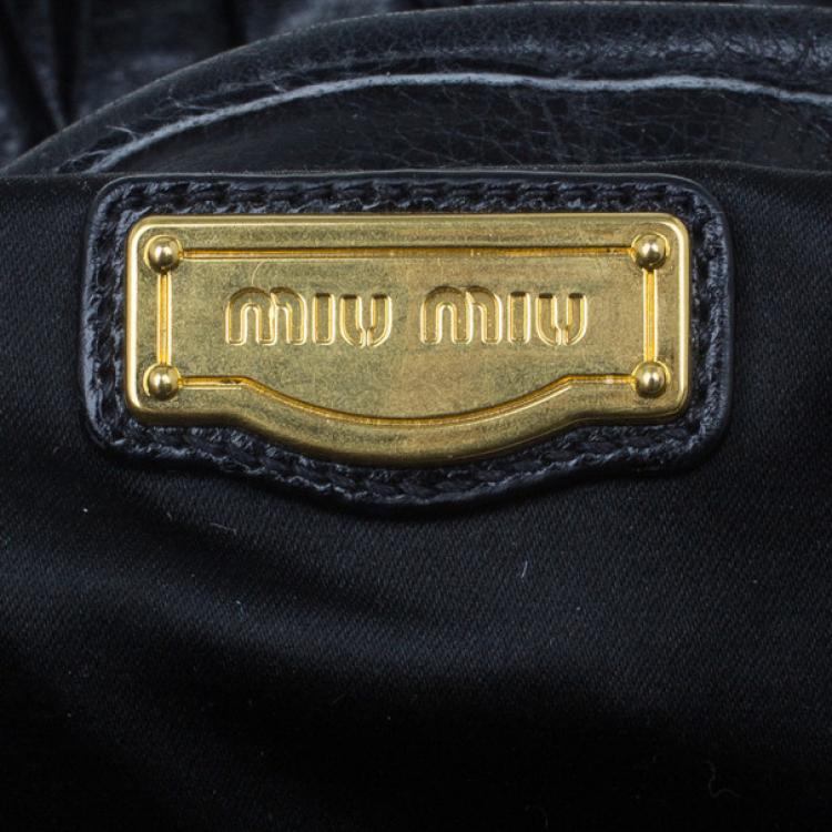Pre Owned Miu Miu Black Matelasse Large Shopping Tote