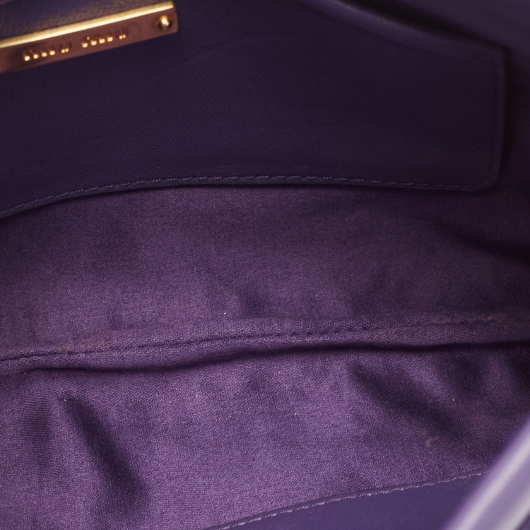 Pre Owned Miu Miu Purple Matelassé Leather Frame Clutch Bag